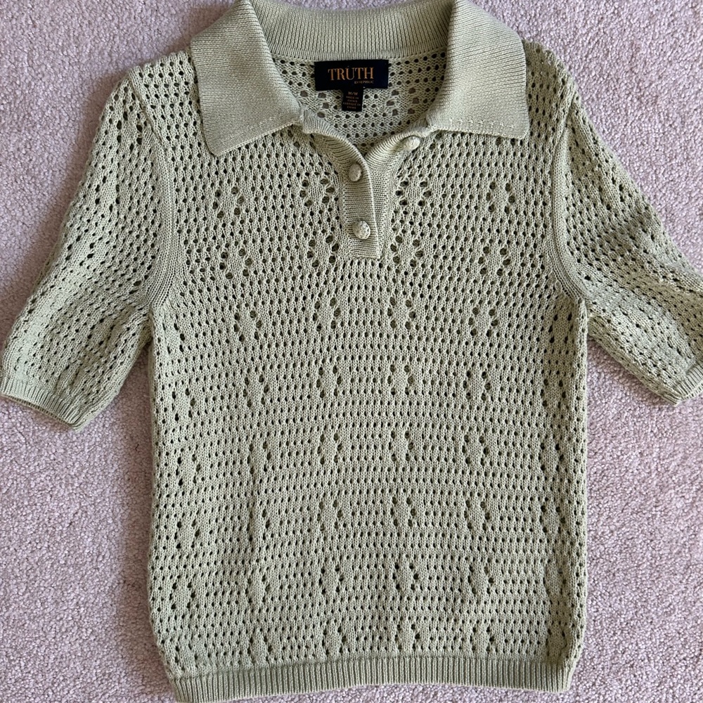 Light Green Crochet Polo